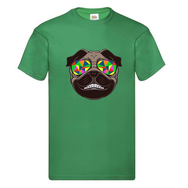T-shirt homme personnalisé manches courtes , 100% coton 145grs , motif bulldog lunette