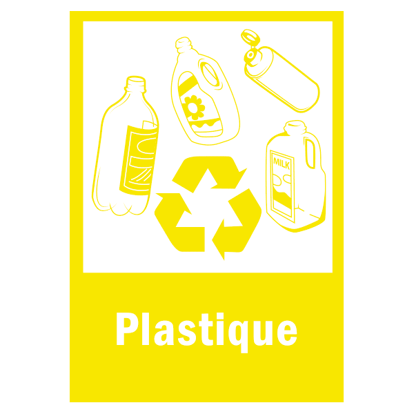 Panneau jaune tri sélectif poubelle plastique, prix dégressif