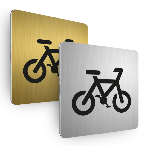 Plaque de porte aluminium brossé carrée vélo