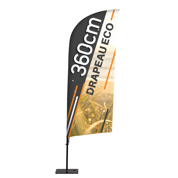 Beach flag eco recto hauteur 3600 mm, version wind