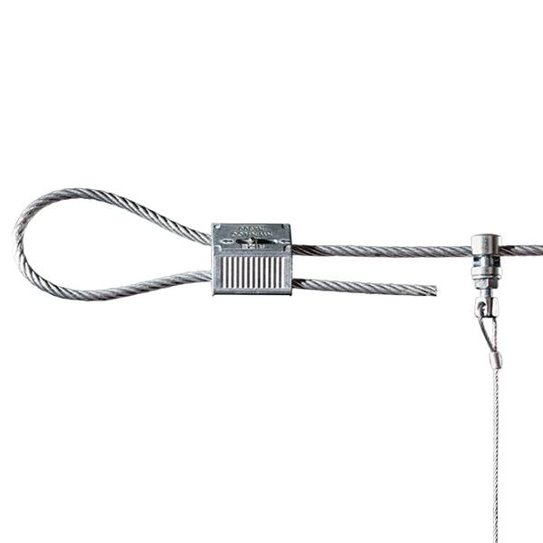 Kit bridge horizontal , cable acier 3 mm et galets pour une installation sécurisée de votre signaletique suspendue, à partir de 5 m