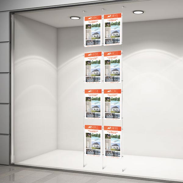 2 Colonnes d'affichage vitrine 8xA3 pour agence immobiliere