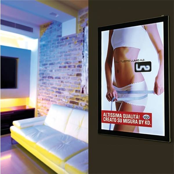 Affiche publicitaire backlight format A4, film diffusant PVC 220g 