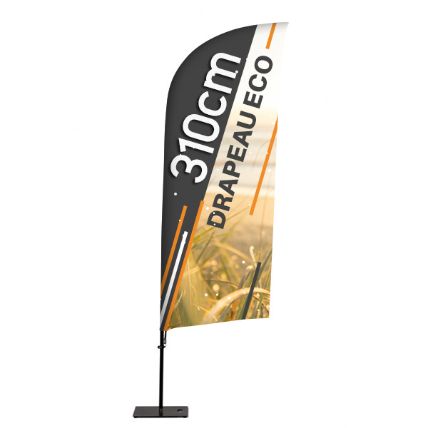 Beach flag eco recto hauteur 3100 mm, version wind