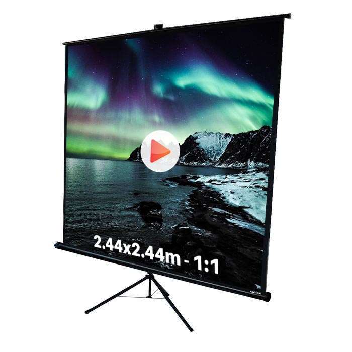 Ecran de projection trépied pour video projecteur, format 2,44 x 2,44 m , ecran 1/1