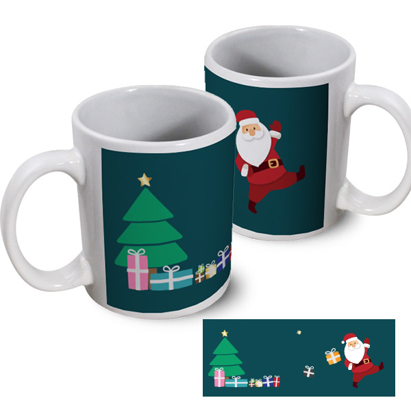 Mug publicitaire Noël Père noël céramique blanc impression couleur panoramique