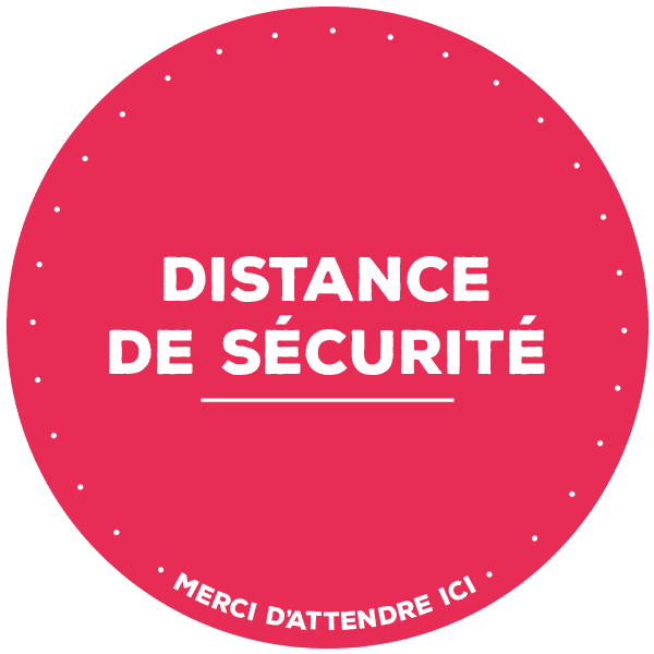 Distance de sécurité rouge rond à coller au sol