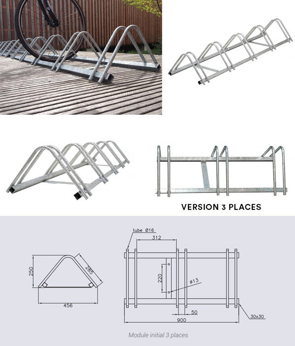 range vélos 3  5 places en acier galvanisé