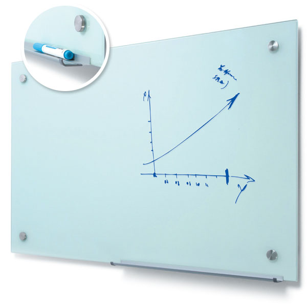 Tableau en verre effaçable magnétique avec entretoises