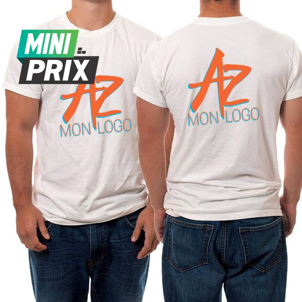 Tee-shirt personnalisé blanc manches courtes col rond, prix degressif