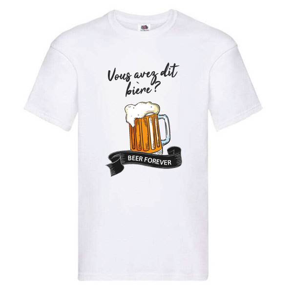 T-shirt blanc homme, vous avez dit bière, manches courtes, 100% coton 145g