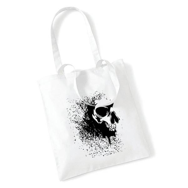 Sac tissu personnalisé, 100% coton 140g ,format  38x42 cm , anse 67cm, motif skull dust