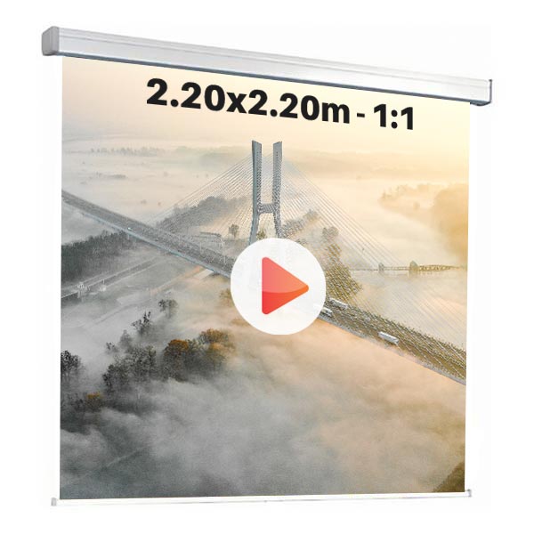 Ecran de projection motorisé pour video projecteur, format 2,2 x 2,2  m , ecran 1/1