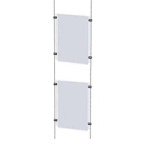 2 Portes affiches plexi  A3 avec kit de fixation par cable sol plafond et pinces