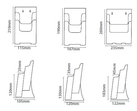 Dimension porte prochure plexi  double compartiments