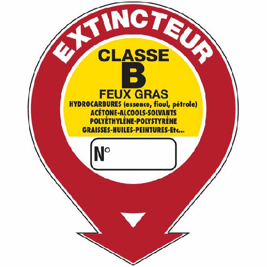 Panneau de sécurité extincteur classe B , prix degressif