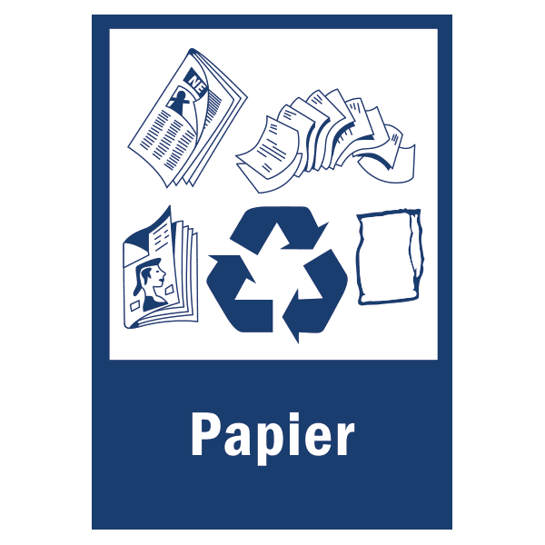 Panneau recyclage papier avec pictogramme, prix dégressif