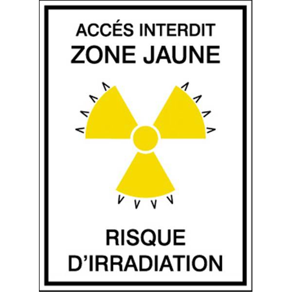 Panneau de sécurité risque radioactivité zone jaune , prix degressif