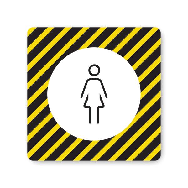 Plaque de porte PVC 120 x 120 mm avec fond mosaique , picto toilettes femmes