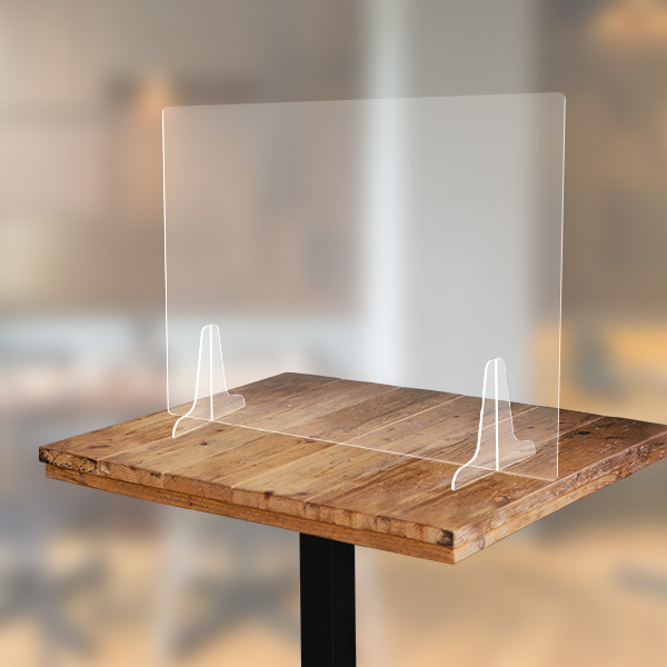 Séparateur plexi à poser sur table de restaurant, epaisseur 4 mm, format L800 x H650