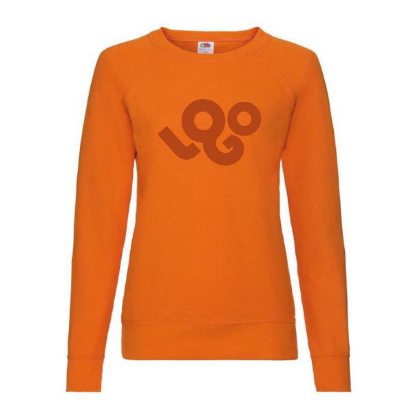 Impression sweat personnalisé femme orange sans capuche, 240g/m², 80% coton