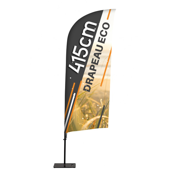 Beach flag eco recto hauteur 4150 mm, version wind