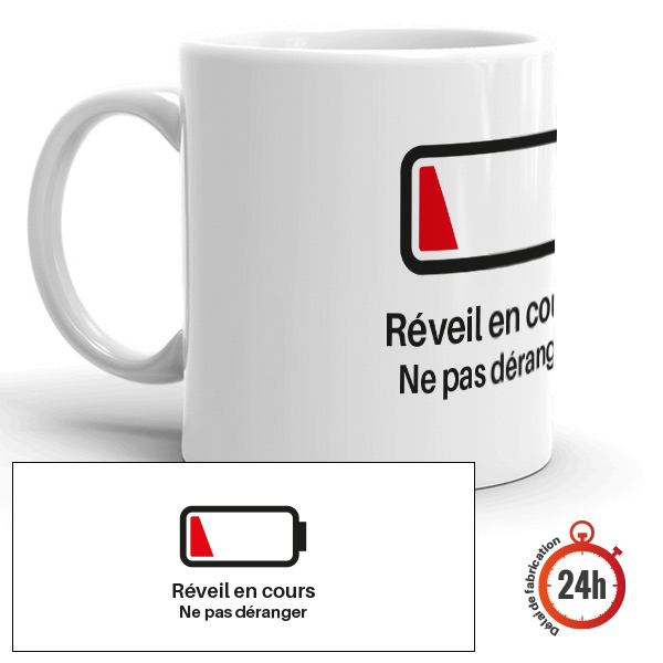 Mug personnalisé humoristique réveil en cours, ne pas déranger