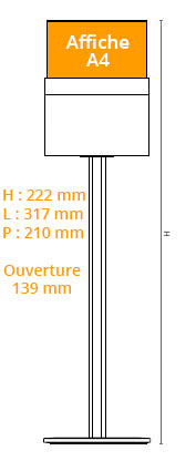 Dimensions de l'urne plexi sur pied