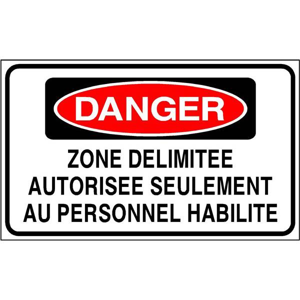 Panneau de securite zone delimitée panneau danger, prix degressif