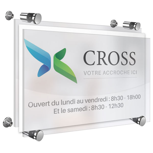 Plaque de porte vierge avec 2 plexiglas 5mm, pour affiche à insérer