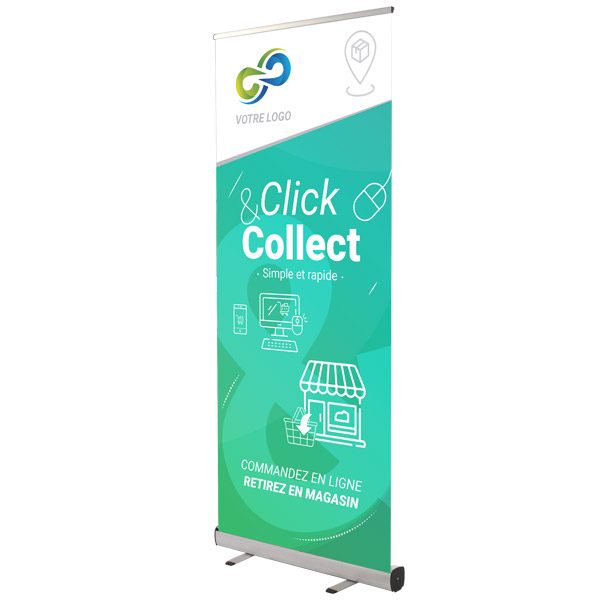 Roll up avec impression click and collect 850 x 2050 mm