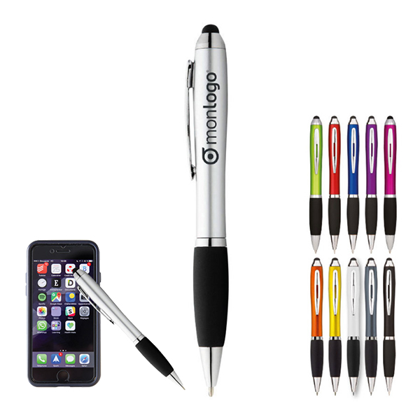 Stylo personnalisé publicitaire avec stylet , impression 2 couleurs , à partir de 500 unités