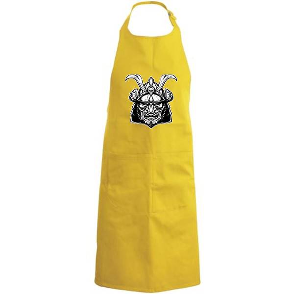 Tablier de cuisine personnalisé 100% coton , taille réglable et poches avant, motif samourai