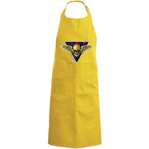 Tablier de cuisine personnalisé 100% coton , taille réglable et poches avant, motif skull angel 
