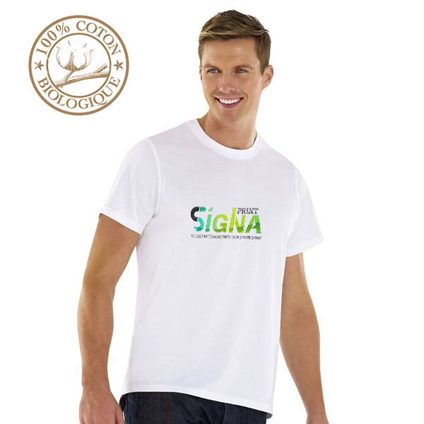 Tee shirt personnalisé homme manches courtes 100% coton BIO, prix degressif