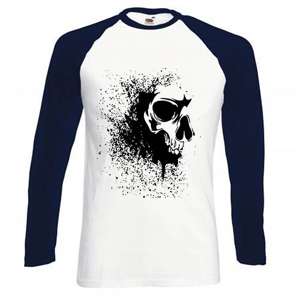 T-shirt homme personnalisé baseball manches longues, 100% coton 165 grs , motif skull dust