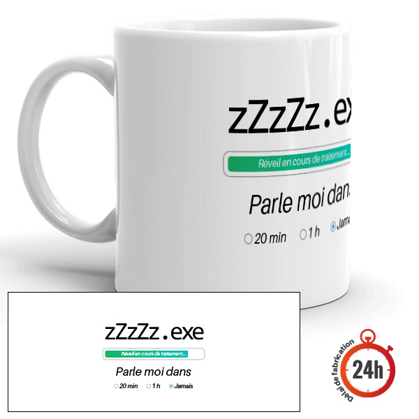 Mug personnalisé humoristique matin difficile "Zzzz.exe, réveil en cours"