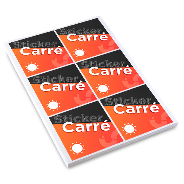 Sticker carré extérieur largeur 9.8 cm, à partir de 10 unités