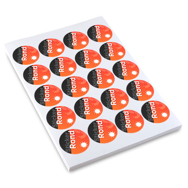 Sticker personnalisé découpe ronde extérieur diamètre 5 cm, à partir de 10 unités