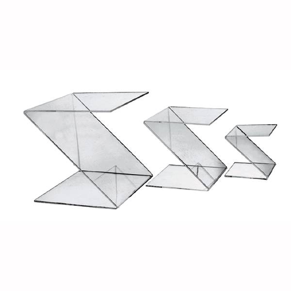 Presentoir plexi forme Z , 3 pieces de tailles differentes 