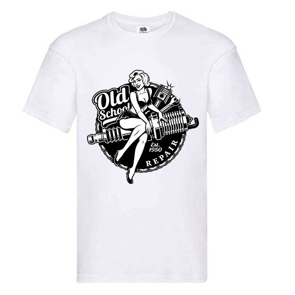 T-shirt homme personnalisé manches courtes , 100% coton 145grs , motif pin up old school