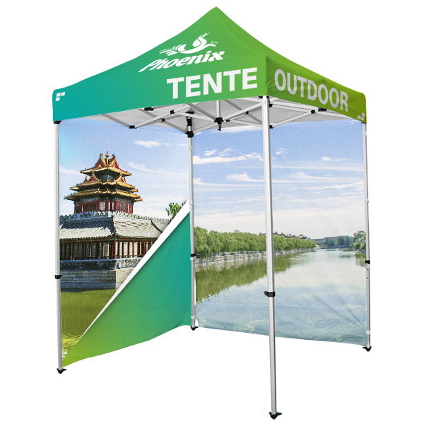 Tente publicitaire personnalisée 3 x 3 m, impression full graphic, 2 murs 