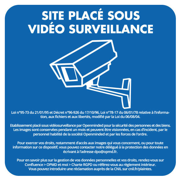 Panneau de videosurveillance bleu, prix degressif