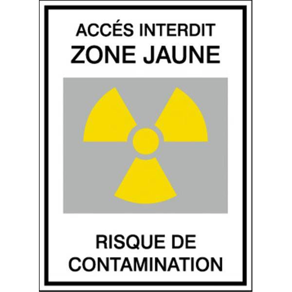 Panneau  de sécurité radioactivité zone jaune , prix degressif