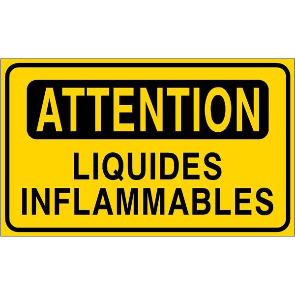 Panneau de sécurité  attention liquides inflammables , prix degressif