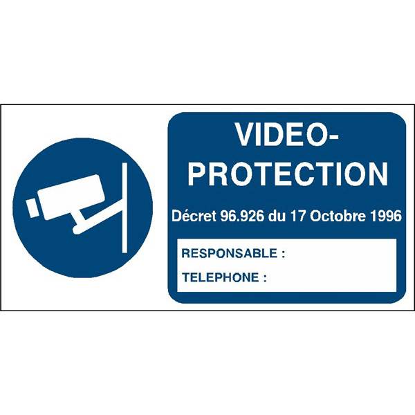 Panneau de video protection bleu , prix degressif