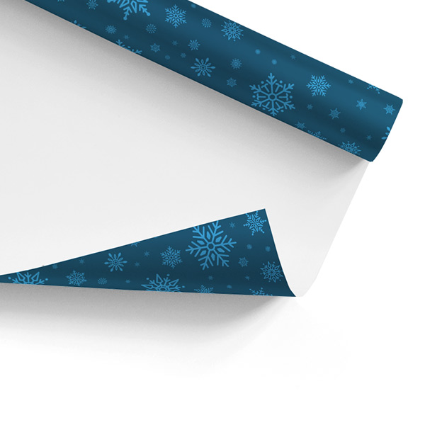Papier cadeau Noël flocon bleu 100 x 140 cm, à partir de 100 feuilles