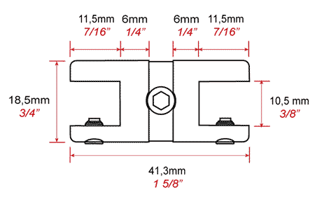 Pince de fixation en aluminium pour suspensions étagre sur tiges inox