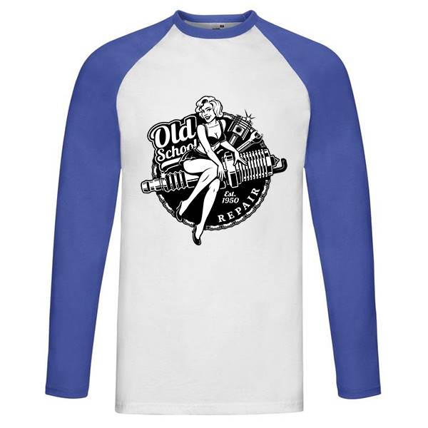 T-shirt homme personnalisé baseball manches longues, 100% coton 165 grs , motif pinup school