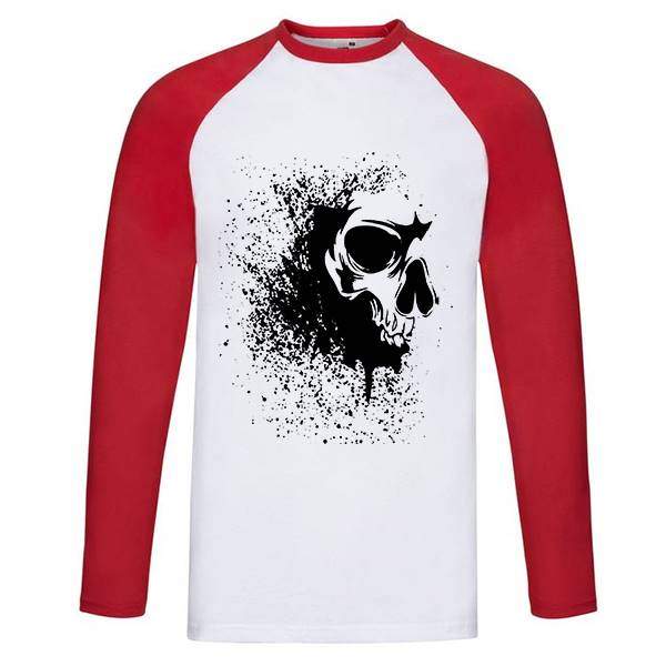 T-shirt homme personnalisé baseball manches longues, 100% coton 165 grs , motif skull dust